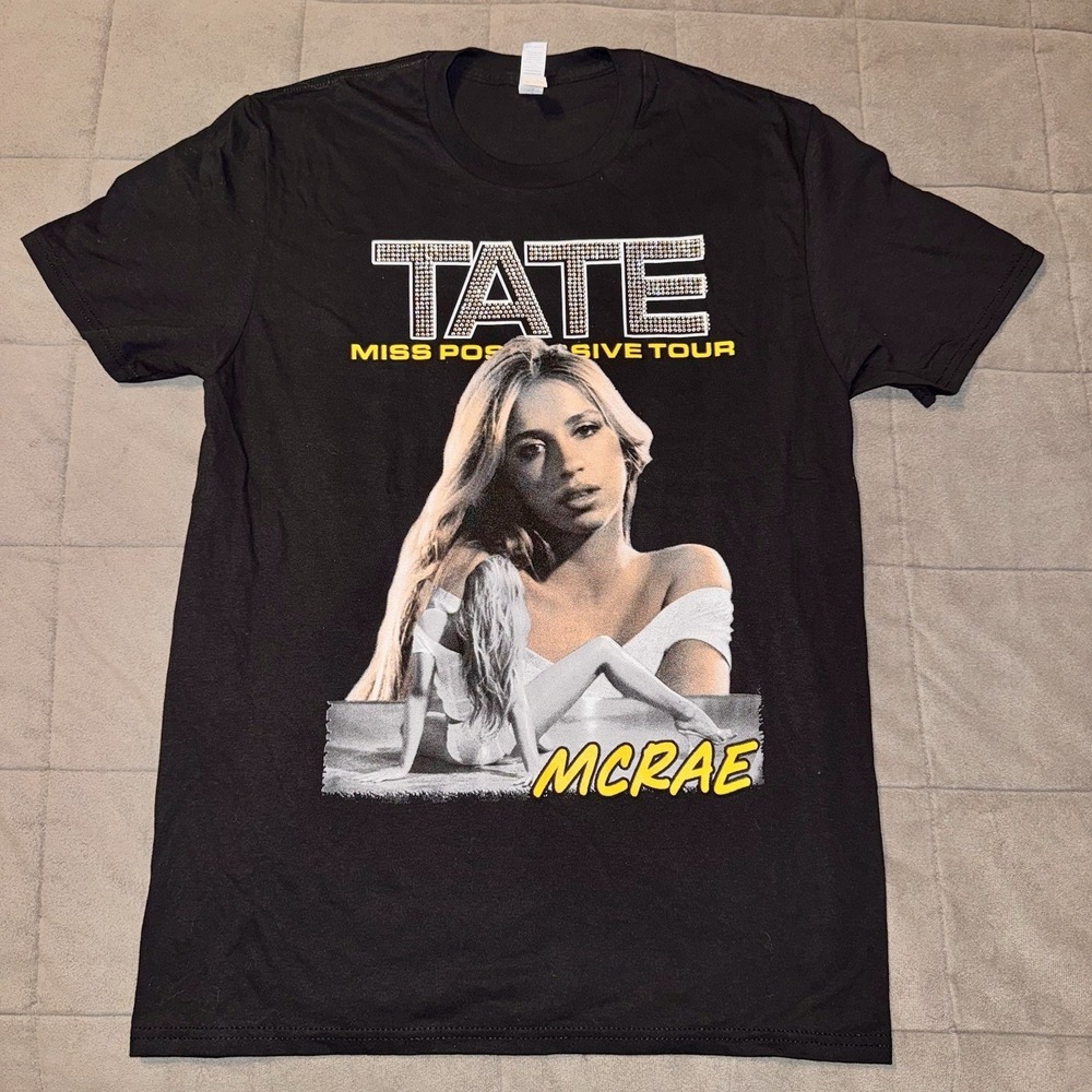 Tate McRae Miss Possessive Tour 2025 Rhinestone Logo T Shirt Medium
